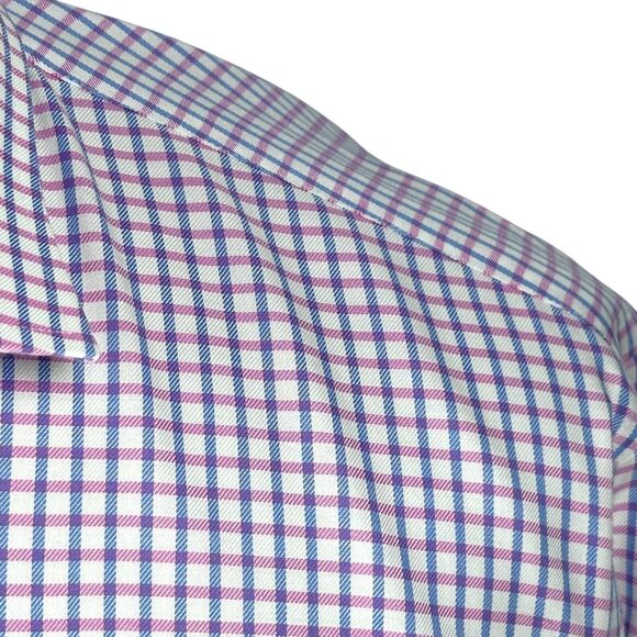 Twillory Dress Shirt Men's 17 36/37 Pink Blue Check Tailored Fit Safe Cotton - Picture 3 of 11